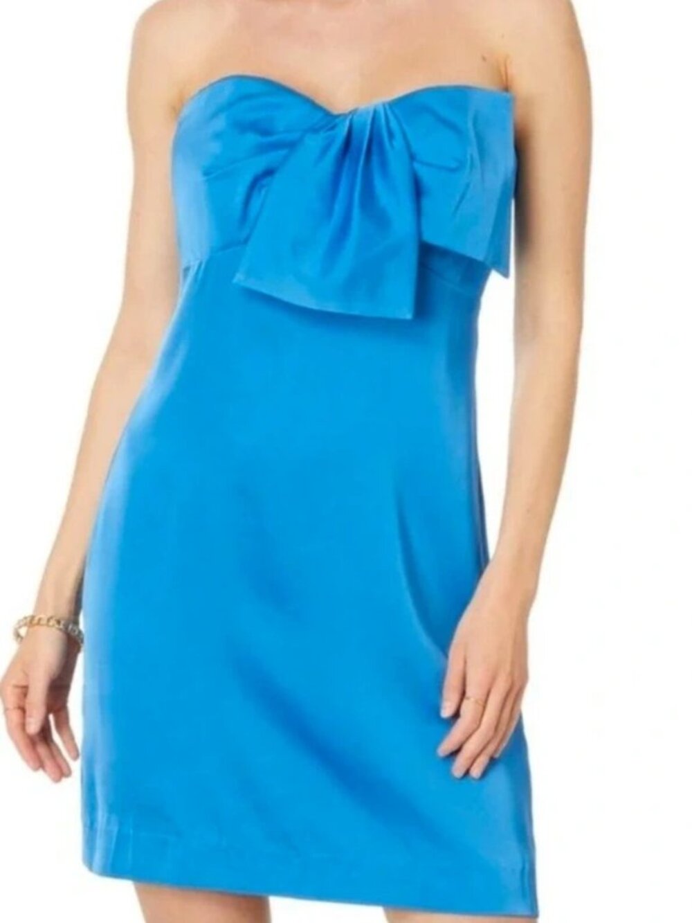 NWT Lilly Pulitzer Carlynn Strapless Satin Bow Mini Dress Morelle Blue Size 2